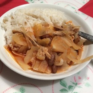 無水鍋で☆鶏もも肉とサラダ豆のトマト煮☆